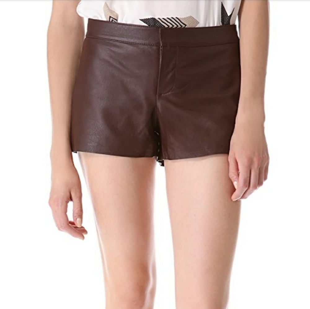 BB DAKOTA Brown Faux Leather Women Shorts